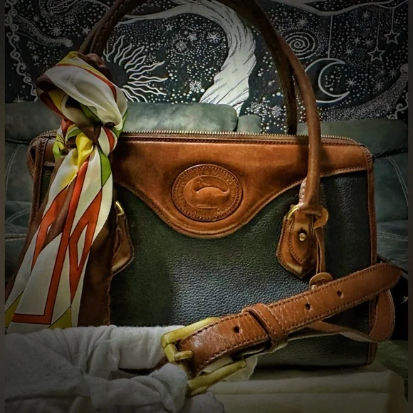 VintageY2K Dooney & Bourke tote handbag Crossbody bag Brown and Black Leather - Picture 11 of 17